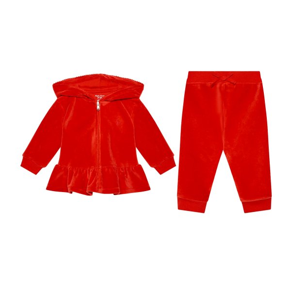 Ralph Lauren - Red two-piece RL tracksuit for baby girls