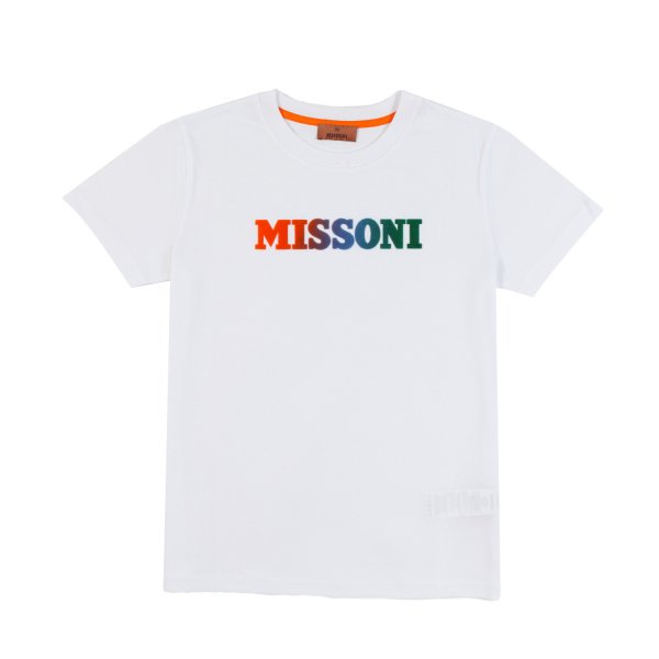 Missoni - T-shirt unisex bianca con logo Missoni multicolor