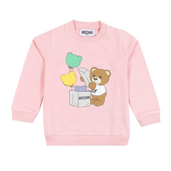 Moschino - Moschino pink sweatshirt with Teddy Bear for baby girl