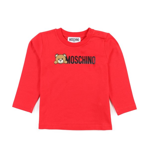 Moschino - T-shirt baby rossa con logo Moschino Teddy Bear