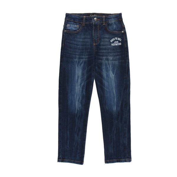 John Richmond - Jeans in denim blu con ricamo logo John Richmond