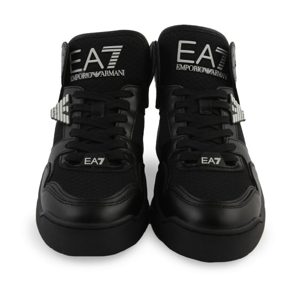 Ea7 - Sneaker unisex nera con loghi EA7 bianchi