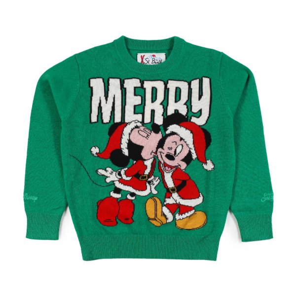 Mc2 Saint Barth - Maglione unisex Mickey e Minnie natalizio verde