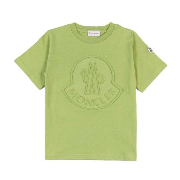 Moncler - T-shirt Moncler verde chiaro con logo goffrato