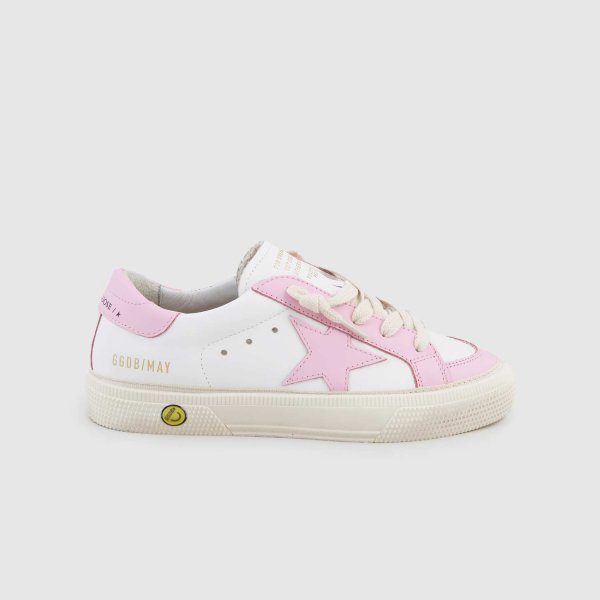 Golden Goose - White, Pink and Beige May Sneaker for Girls