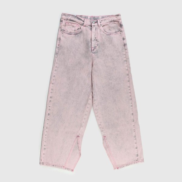 Mm6 Maison Margiela - Pantalone jeans rosa con spacchi sul fondo teen