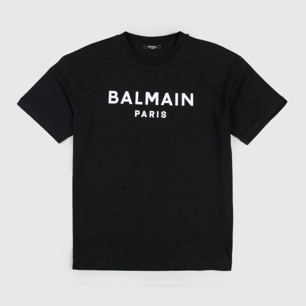 Balmain - T-shirt nera con scritta bianca