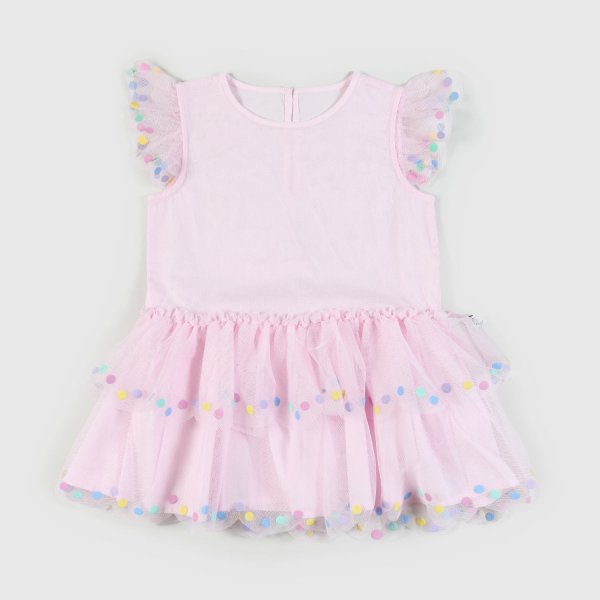 Stella Mccartney - Pink Wisteria Dress With Ruffles For Baby Girls