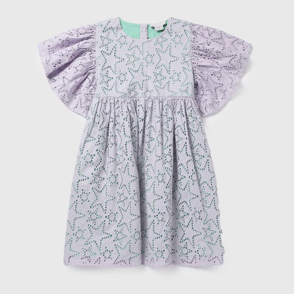 Stella Mccartney - Purple Lace Dress With Angel Sleeves For Girls