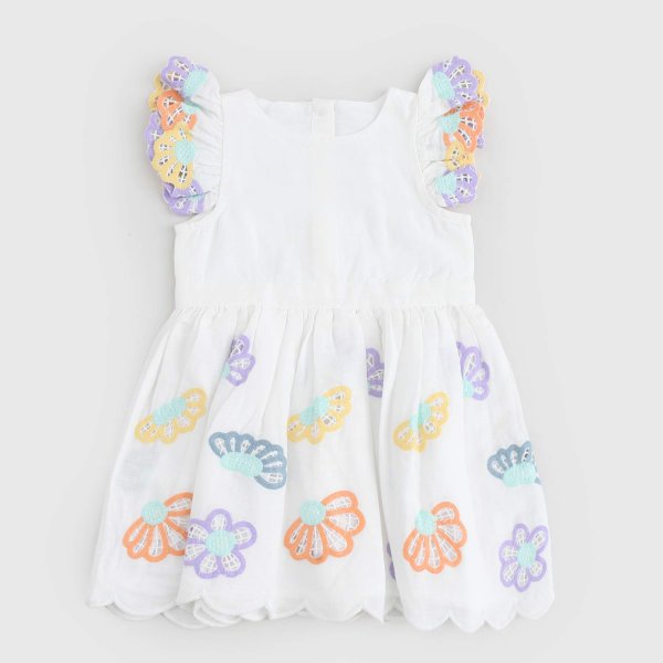 Stella Mccartney - vestito bianco con fiori neonata