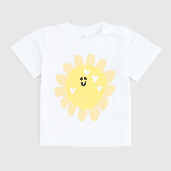 Stella Mccartney - t-shirt bianca con sole neonato