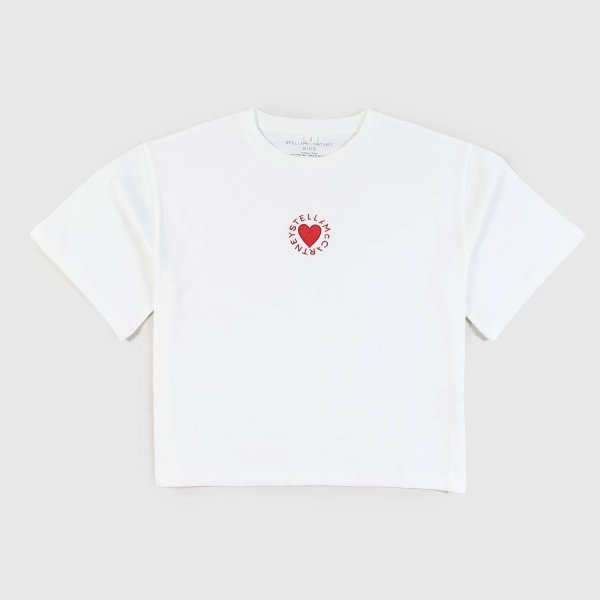 Stella Mccartney - t-shirt bianca con cuore ragazza