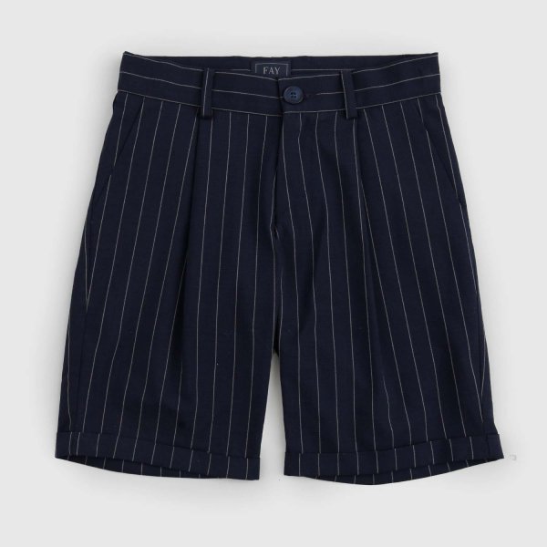 Fay Junior - Blue Beige Striped Shorts for Boys