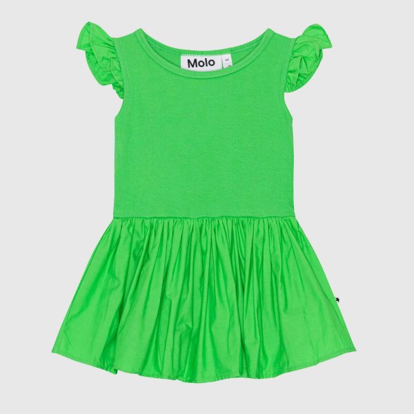 Molo - vestito verde plissettato bambina