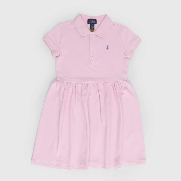 Ralph Lauren - Vestito rosa polo in piqué stretch bambina