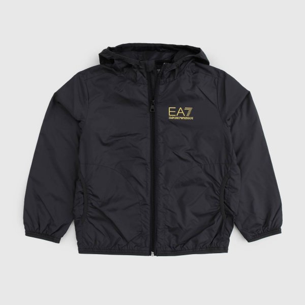 Ea7 - Black Waterproof Jacket with Gold Writing for Boy