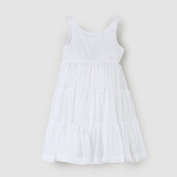 Monnalisa - abito bianco bambina smanicato