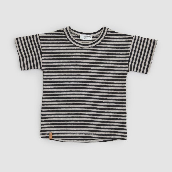 One More In The Family - Cesar Beige Striped T-Shirt for Newborns