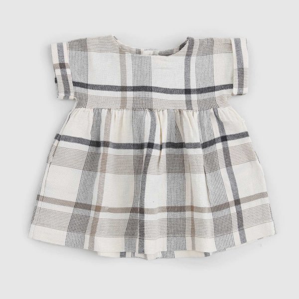 One More In The Family - Josephine Baby Girl Beige Checked Dress