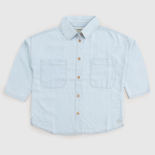 Tocotò Vintage - Oversize light blue shirt for girls