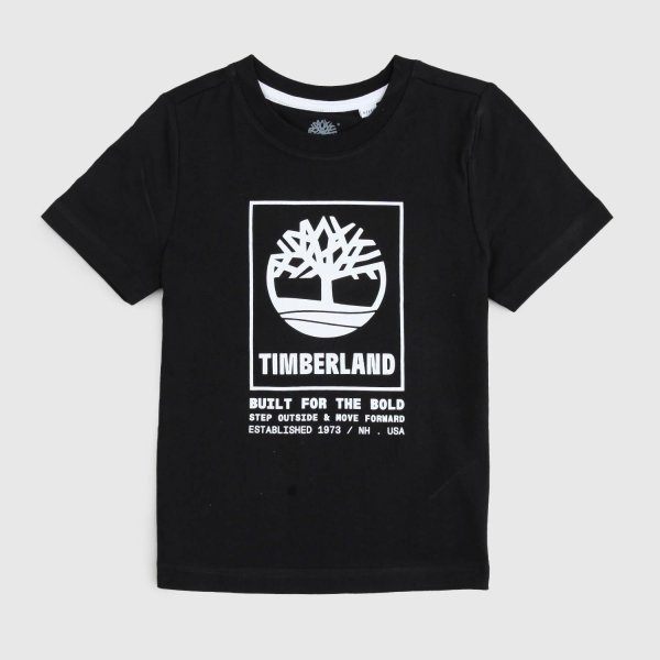 Timberland - maglietta nera e bianca ragazzo e bambino