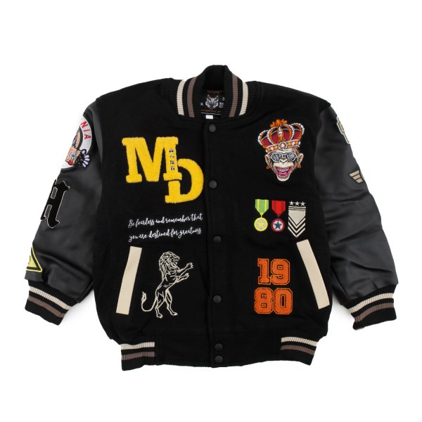 Vosch - Black bomber jacket with patches and logo