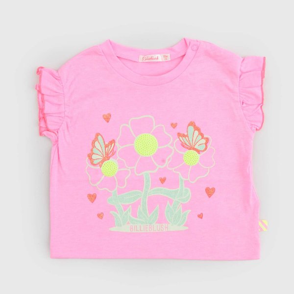 Billieblush - t-shirt rosa fluo smanicata bambina