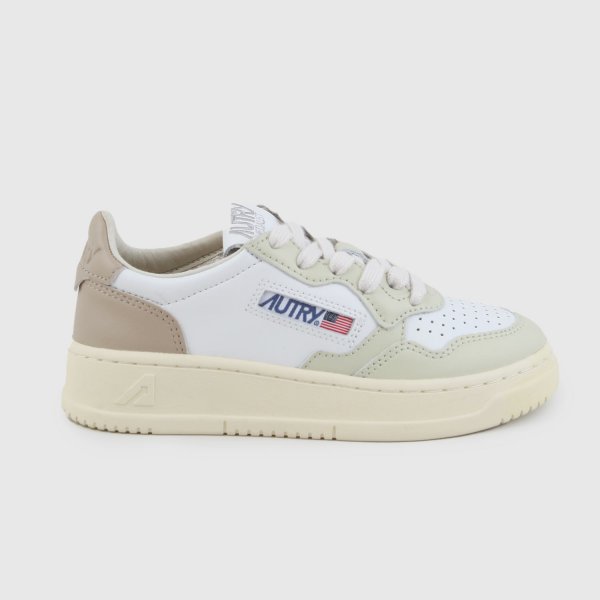 Autry - White, Beige and Green Medalist Sneakers