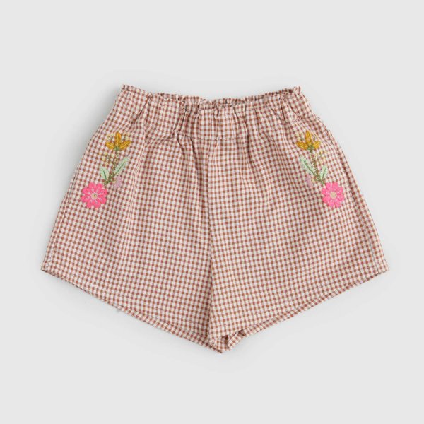 Babe & Tess - Brown And Beige Checkered Shorts For Girls