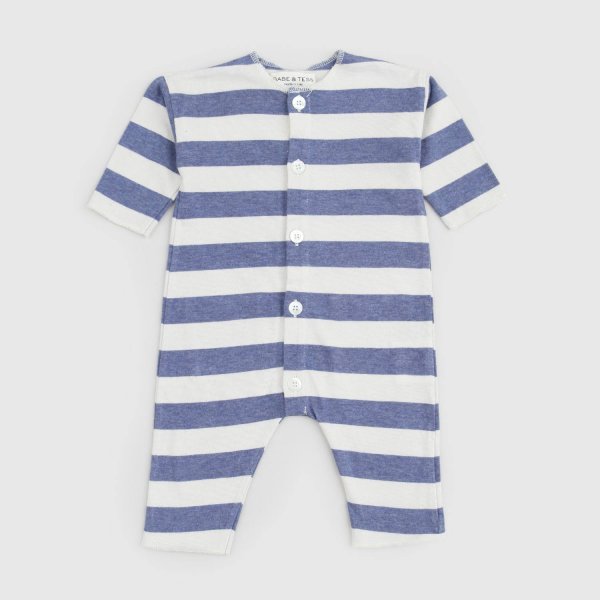 Babe & Tess - Blue Beige Striped Onesie for Newborns
