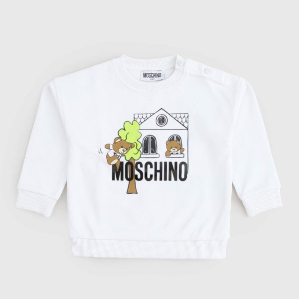 Moschino - White Sweatshirt With Bear Print For Children And Babies