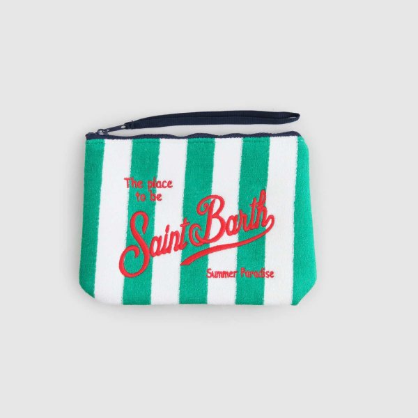 Mc2 Saint Barth - Green and White Striped Clutch Bag