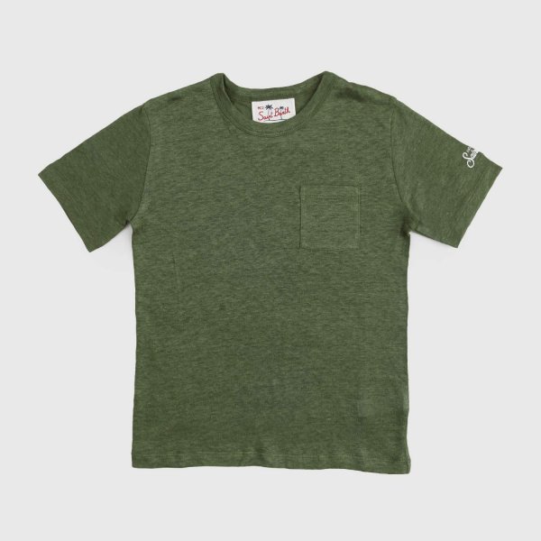 Mc2 Saint Barth - maglietta verde in lino bambino