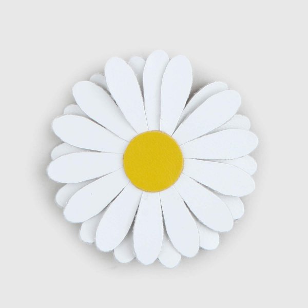 Illytrilly - Fermaglio fiore bianco in pelle