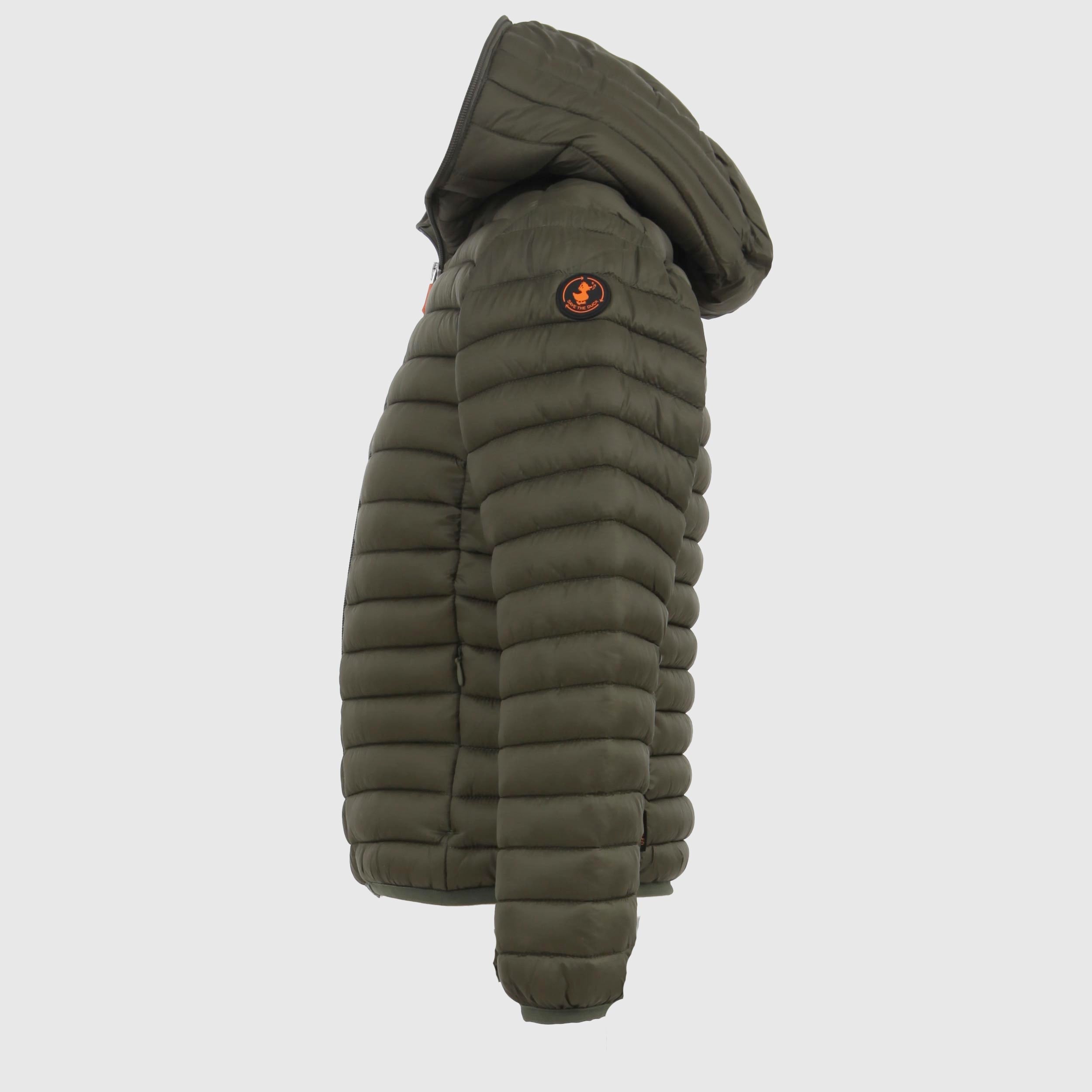 Piumino Verde Con Zip Arancione Firmato SAVE THE DUCK