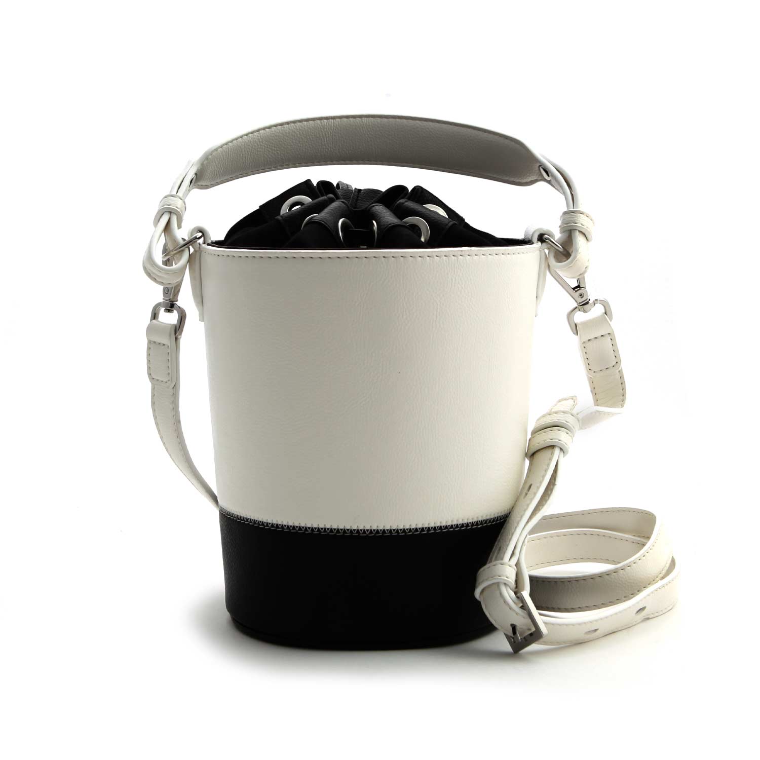 BORSA A SECCHIELLO BIANCA E NERA RAGAZZA - annameglio.com abbigliamento moda