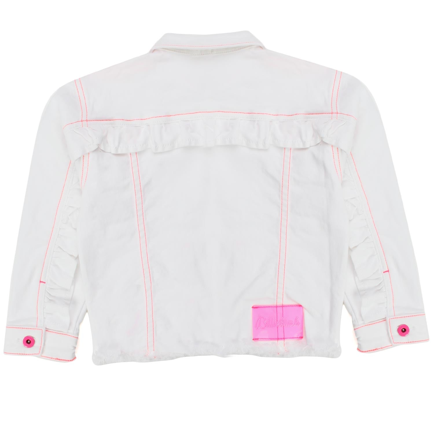 GIACCA DENIM BIANCA E ROSA FLUO BAMBINA - annameglio.com abbigliamento moda