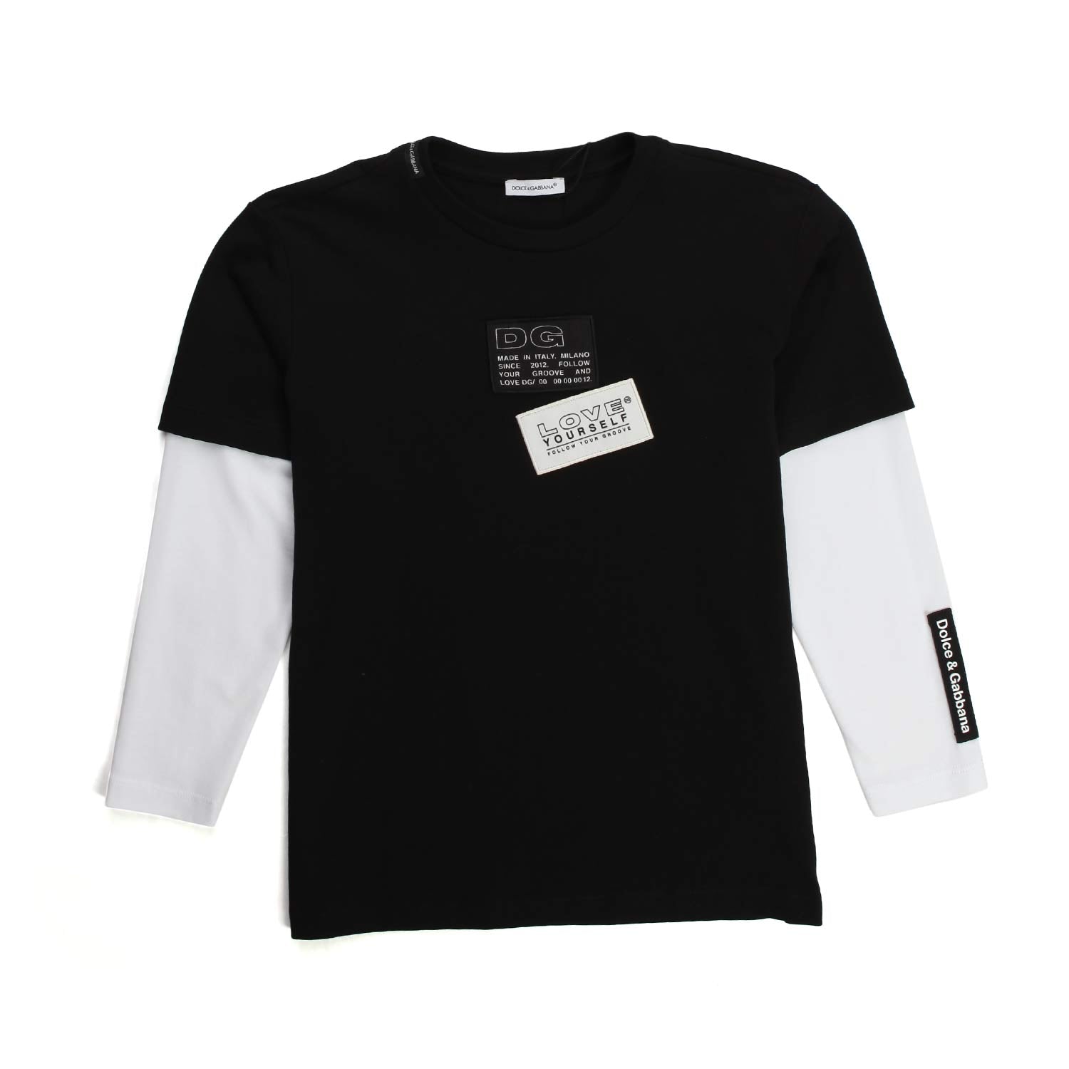 T-SHIRT LUNGA NERA E BIANCA BAMBINO - annameglio.com abbigliamento moda