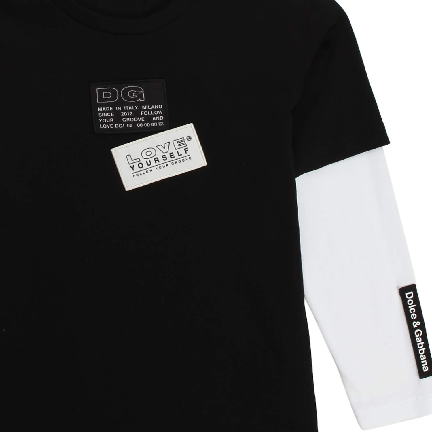 T-SHIRT LUNGA NERA E BIANCA BAMBINO - annameglio.com abbigliamento moda