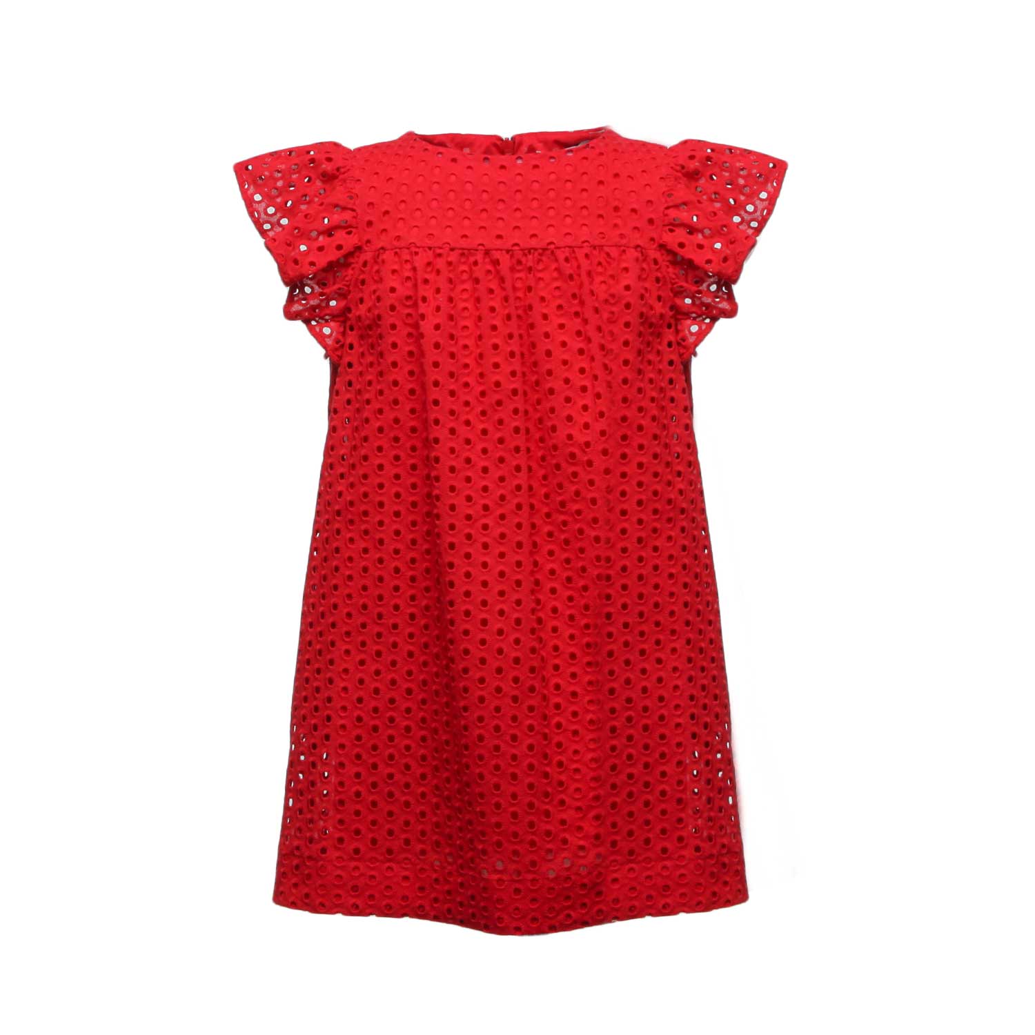 ABITO ROSSO BAMBINA CON RICAMI SANGALLO - annameglio.com abbigliamento moda