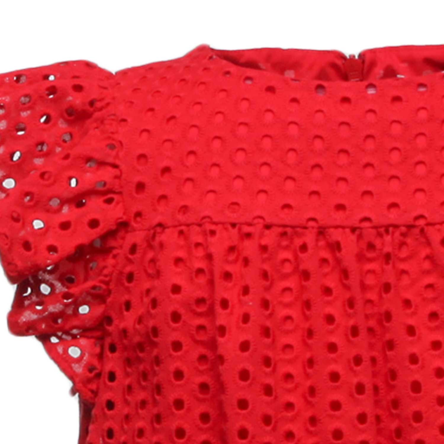 ABITO ROSSO BAMBINA CON RICAMI SANGALLO - annameglio.com abbigliamento moda
