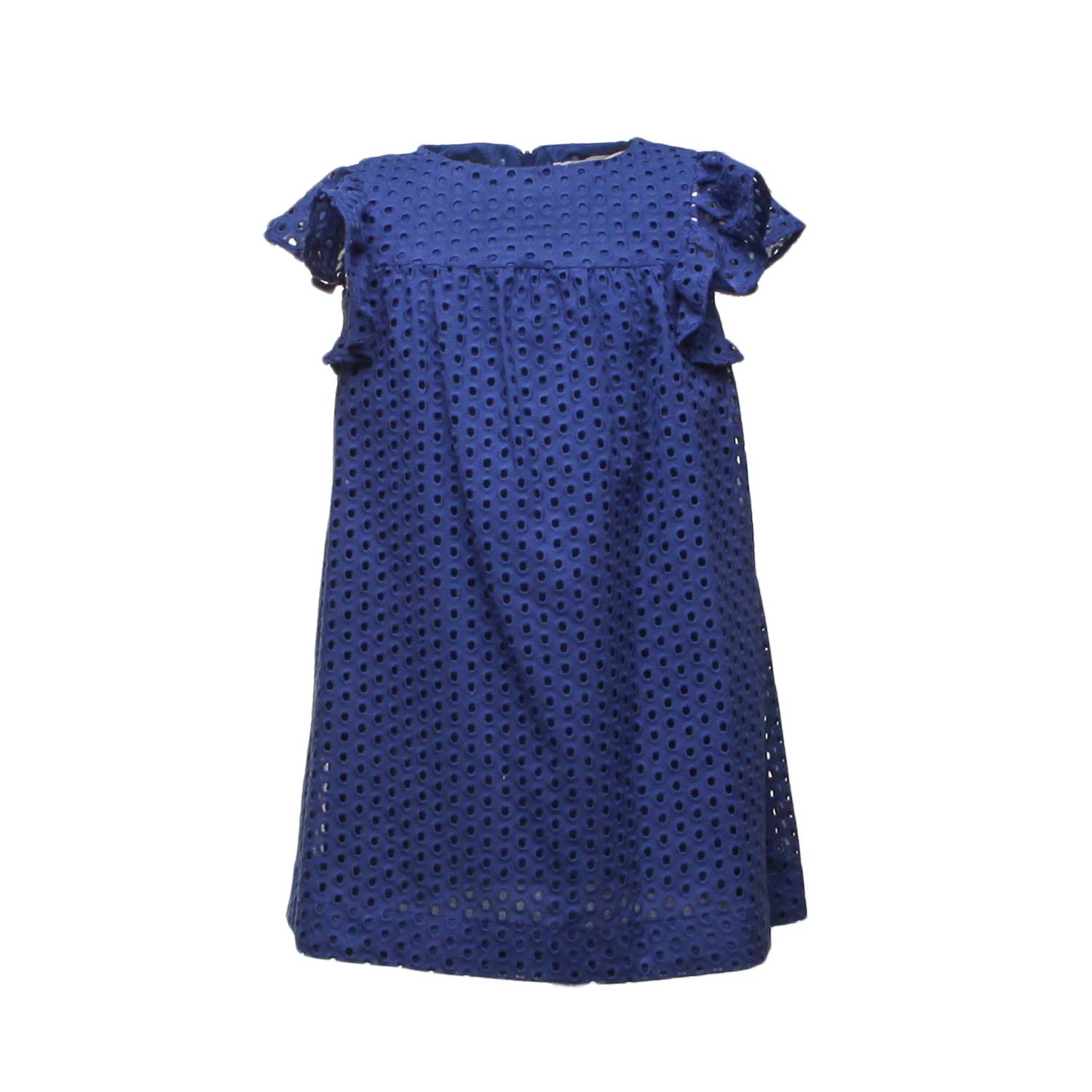ABITO BLU BAMBINA CON RICAMI SANGALLO - annameglio.com abbigliamento moda