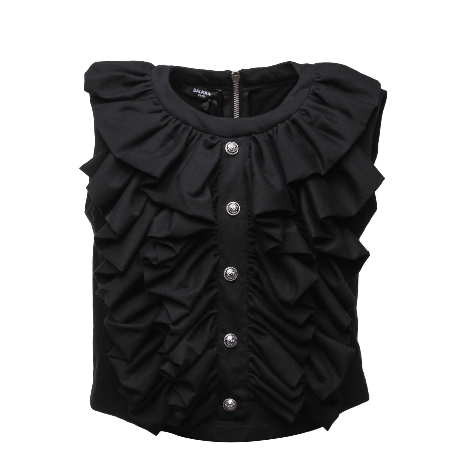 Top volant bottoni logo nero - annameglio.com abbigliamento moda