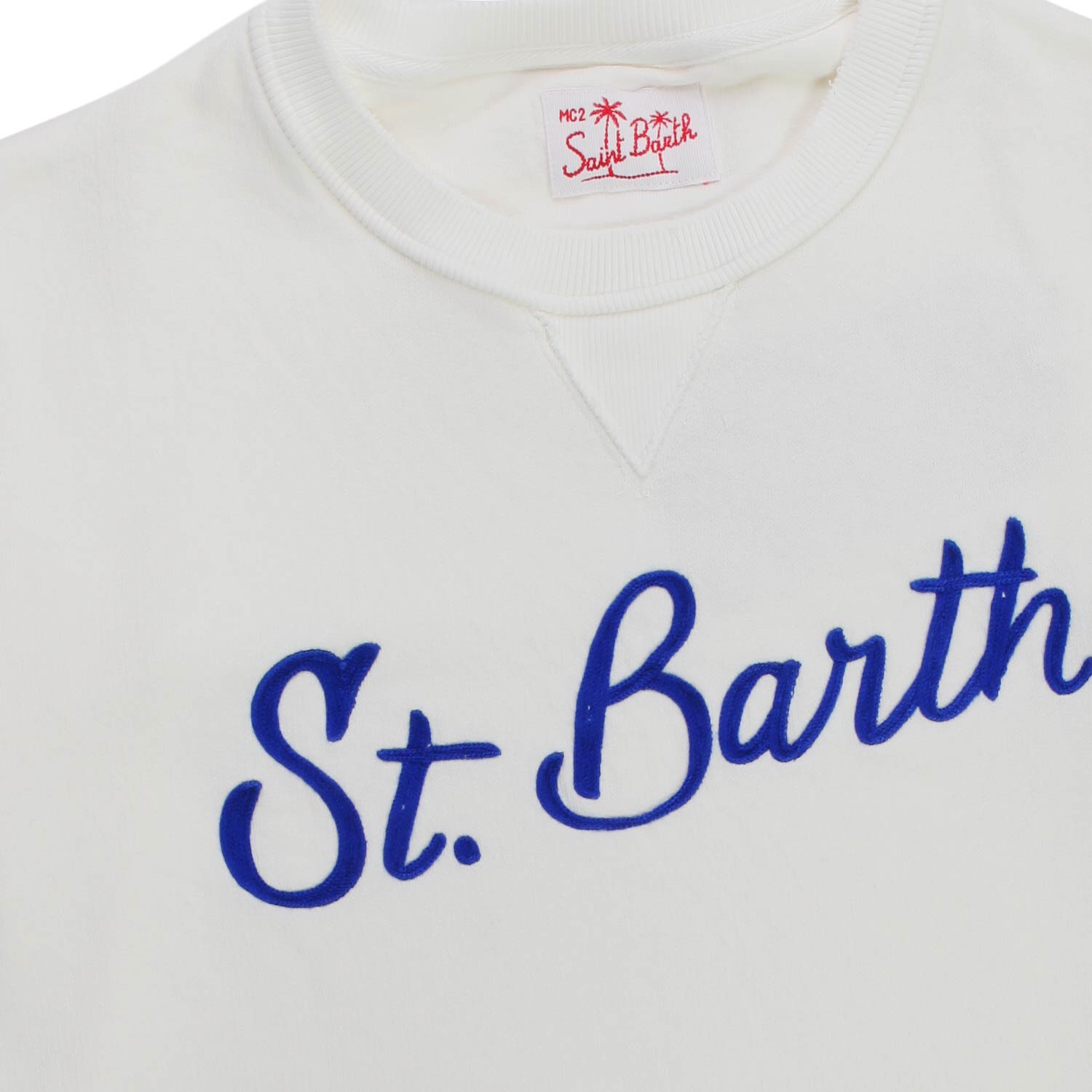 FELPA BIANCA CON LOGO BLU BAMBINO E TEENAGER - annameglio.com abbigliamento moda