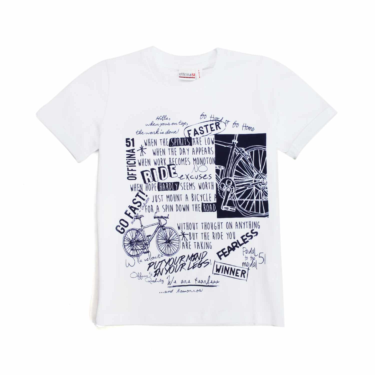 T-SHIRT BIANCA CON STAMPA BLU BAMBINA - annameglio.com abbigliamento moda