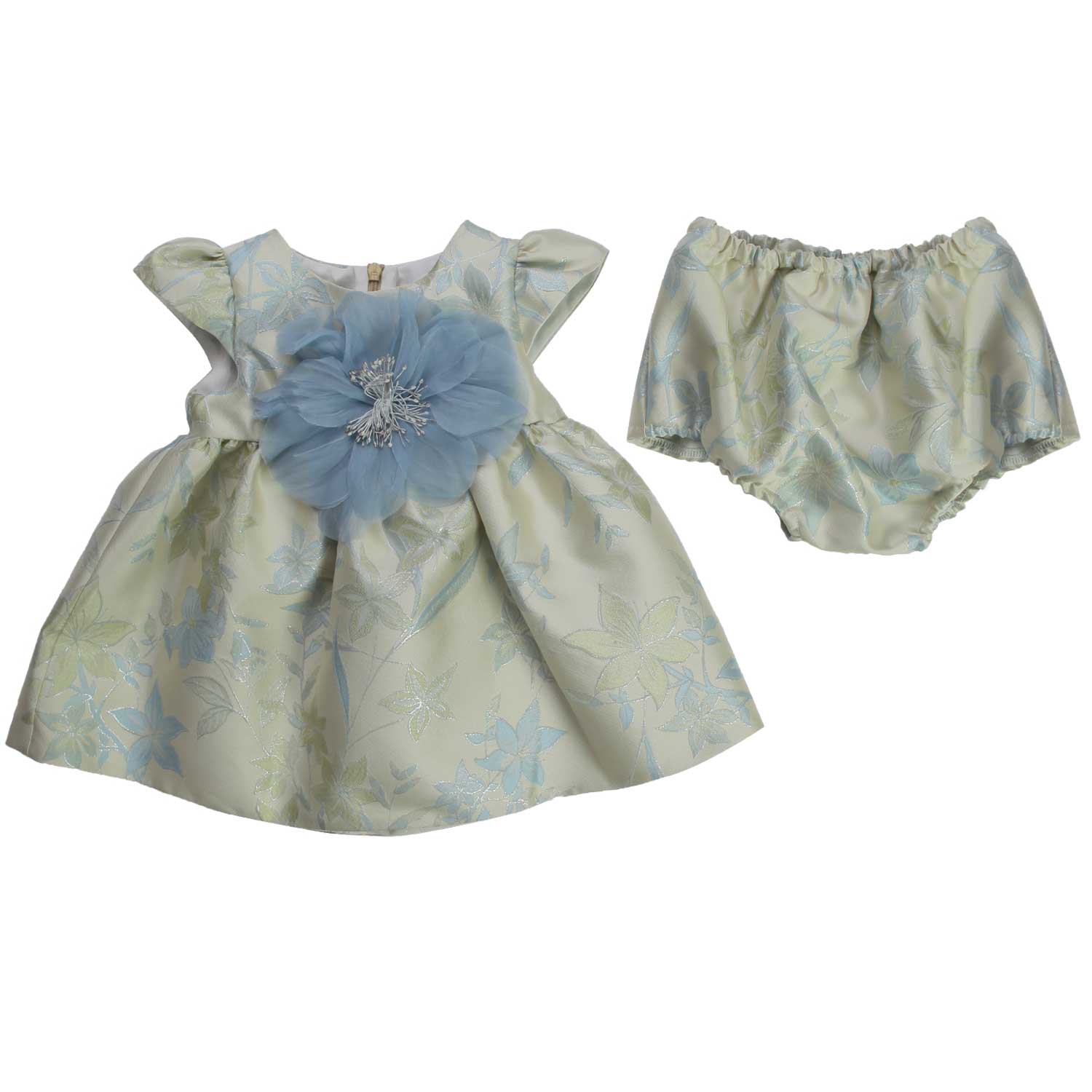 ABITO BIMBA VERDE ACQUA CON CULOTTE - annameglio.com abbigliamento moda