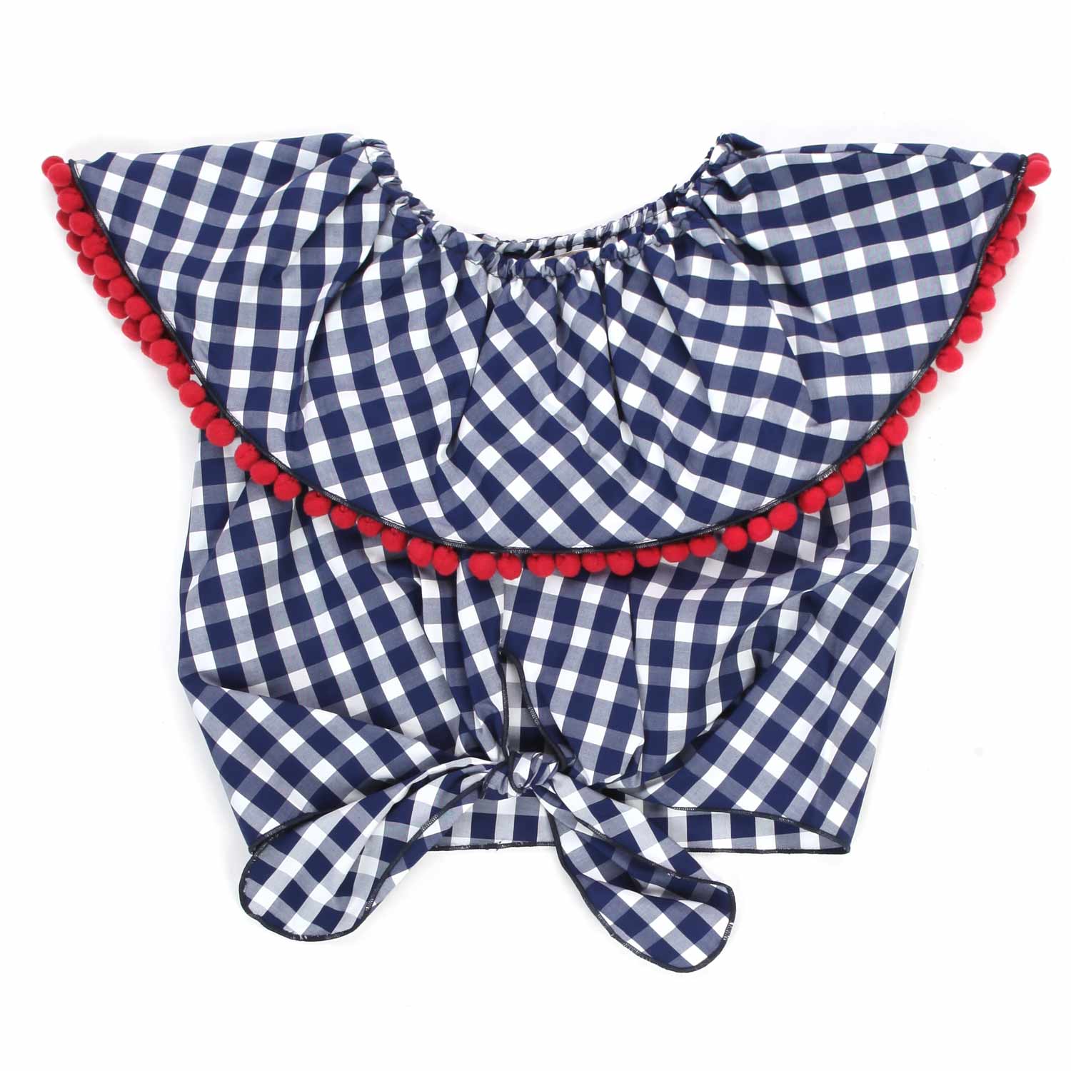 TOP BIANCO E BLU A QUADRETTI BAMBINA - annameglio.com abbigliamento moda