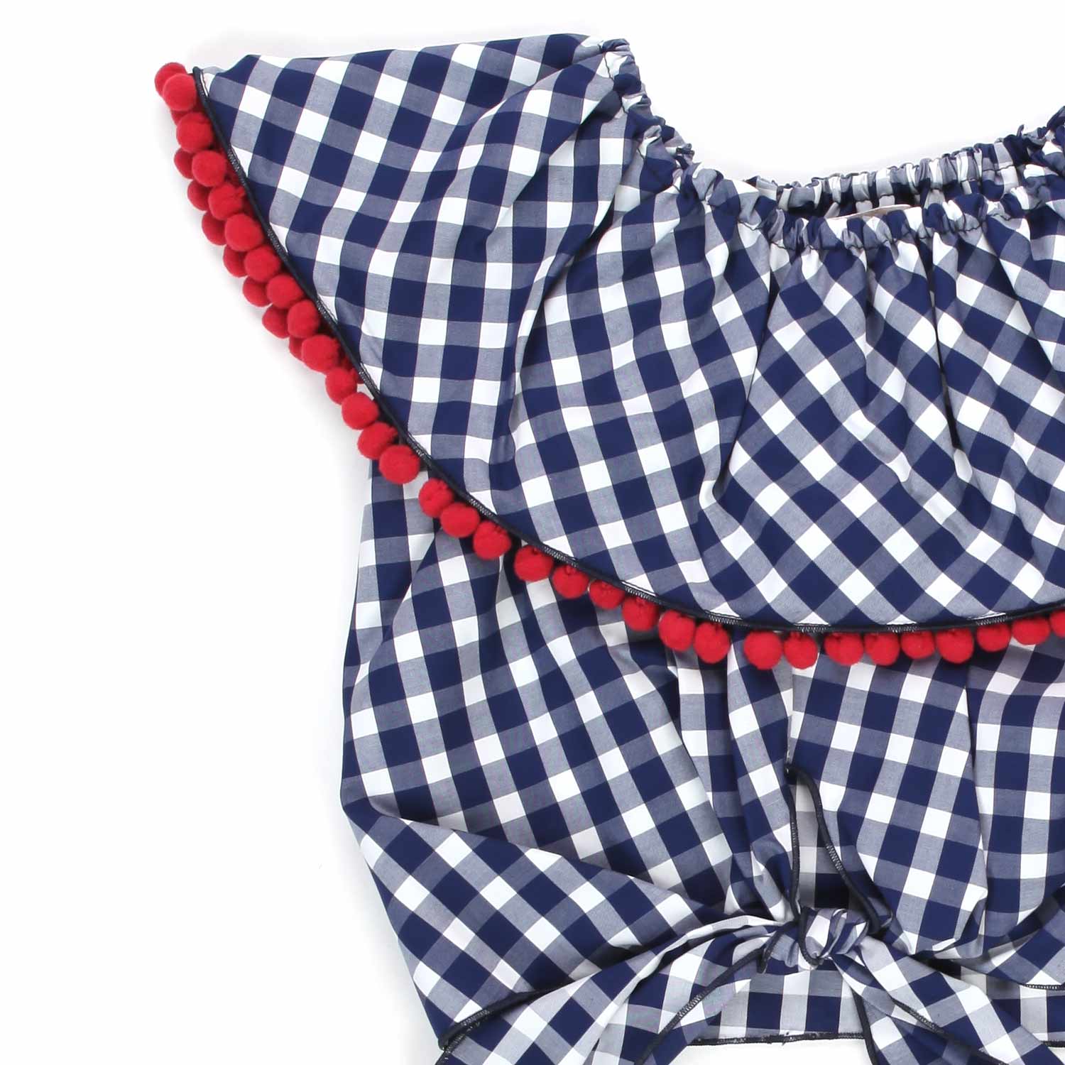 TOP BIANCO E BLU A QUADRETTI BAMBINA - annameglio.com abbigliamento moda