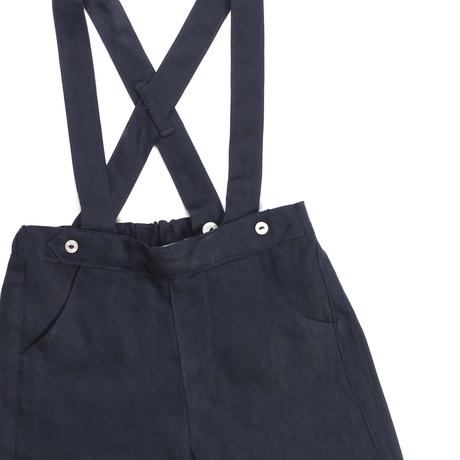 BERMUDA BLU CON BRETELLE BIMBO E NEONATO - annameglio.com abbigliamento moda