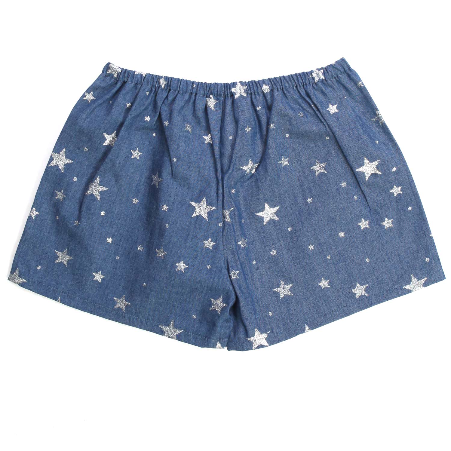SHORTS BLU CON STELLE ARGENTO BAMBINA - annameglio.com abbigliamento moda